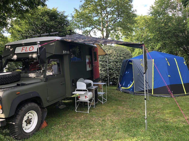 Camping ambulance and tent
